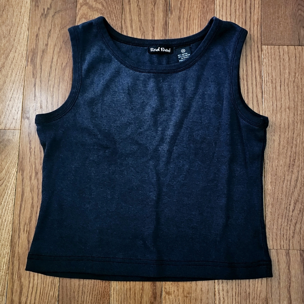 Vintage Red Paint Black Tank Top Size M